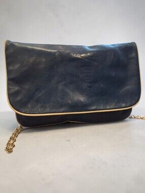 Leder Locher Classic Navy Leather Clutch Shoulder Bag